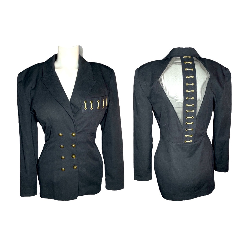 IN LOVE BY Carling Black Embellished Military Style Jacket Made in France T1 S